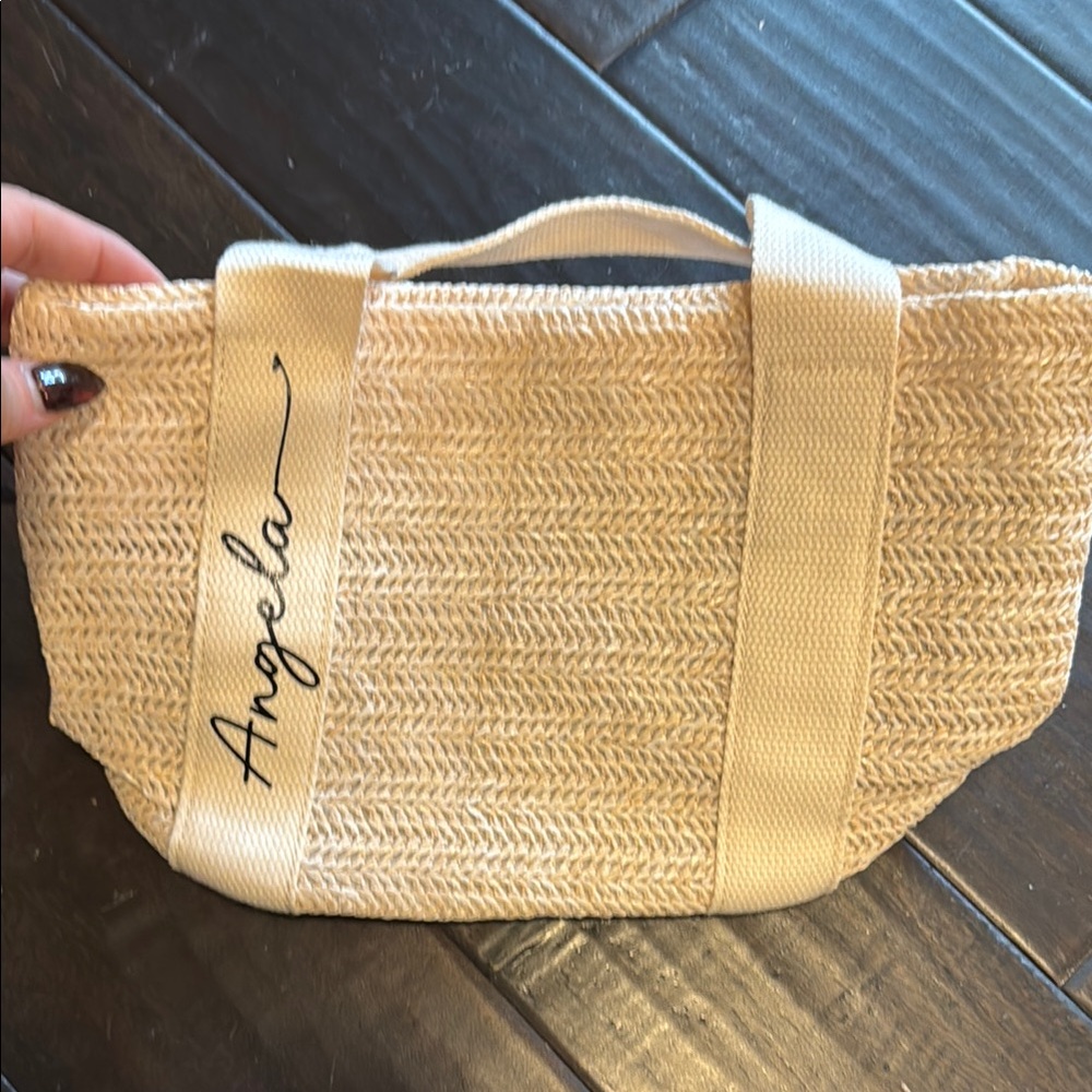 Angela Beige Woven Tote Bag NWOT